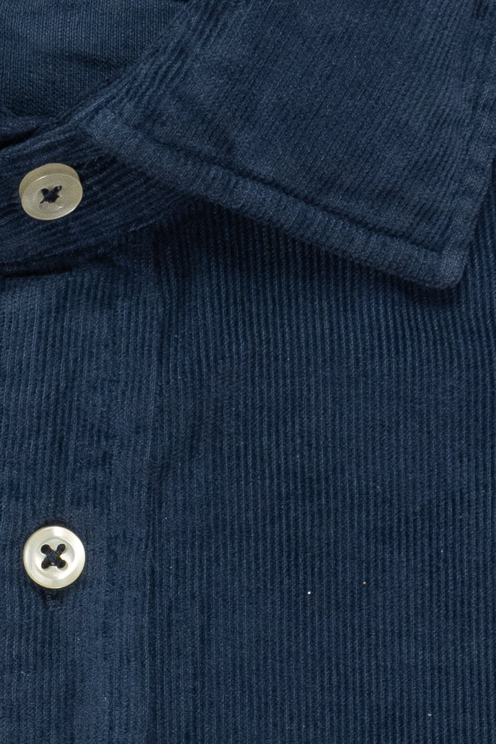 U.S. POLO ASSN. Camicia slim fit blu navy in velluto con logo U.S. Polo Assn. - Mancinelli 1954