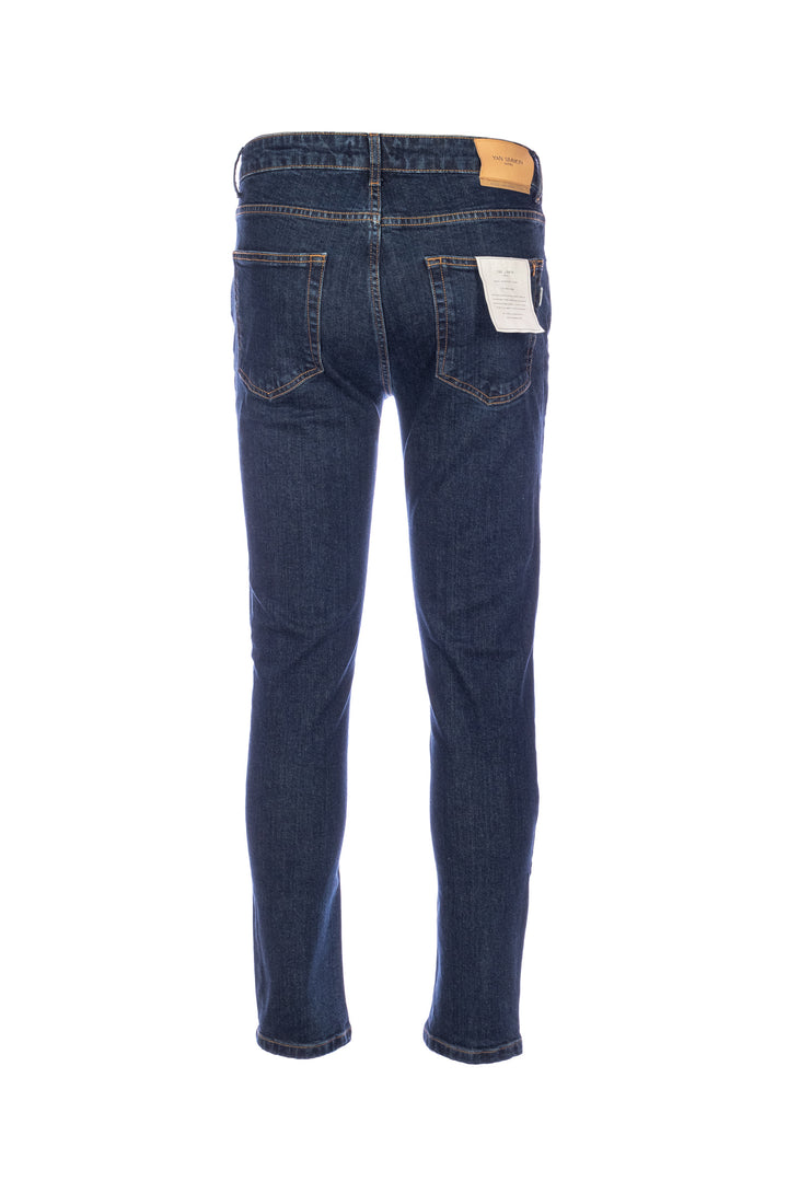 YAN SIMMON Jeans 5 tasche in denim di cotone stretch lavaggio scuro - Mancinelli 1954