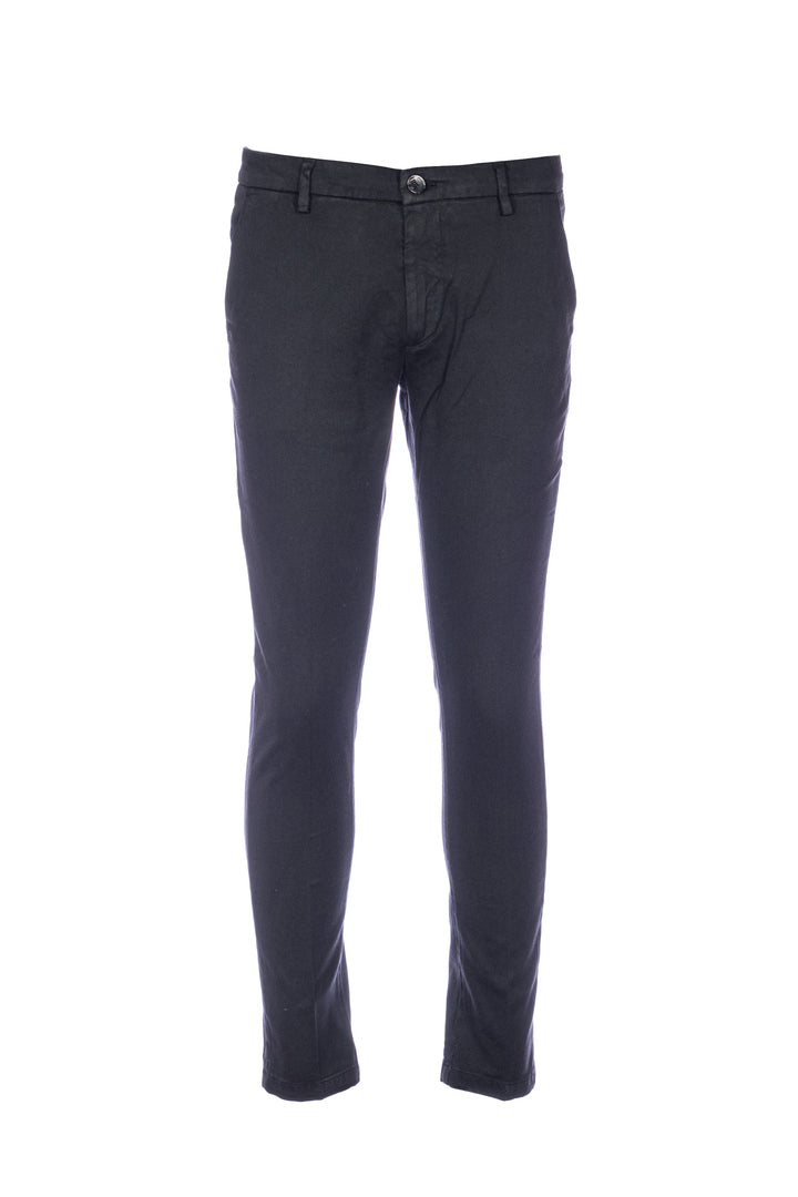 YAN SIMMON Pantalone nero in gabardina di cotone elasticizzato - Mancinelli 1954