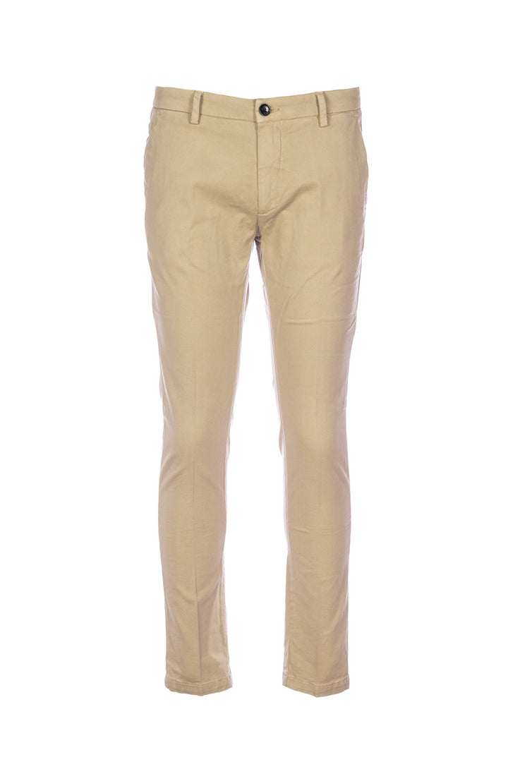 YAN SIMMON Pantalone beige in gabardina di cotone elasticizzato - Mancinelli 1954