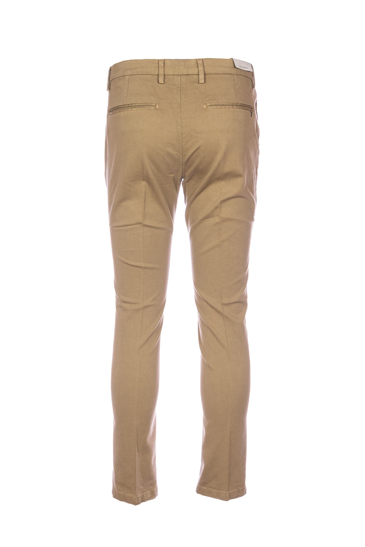 YAN SIMMON Pantalone cammello in gabardina di cotone elasticizzato - Mancinelli 1954