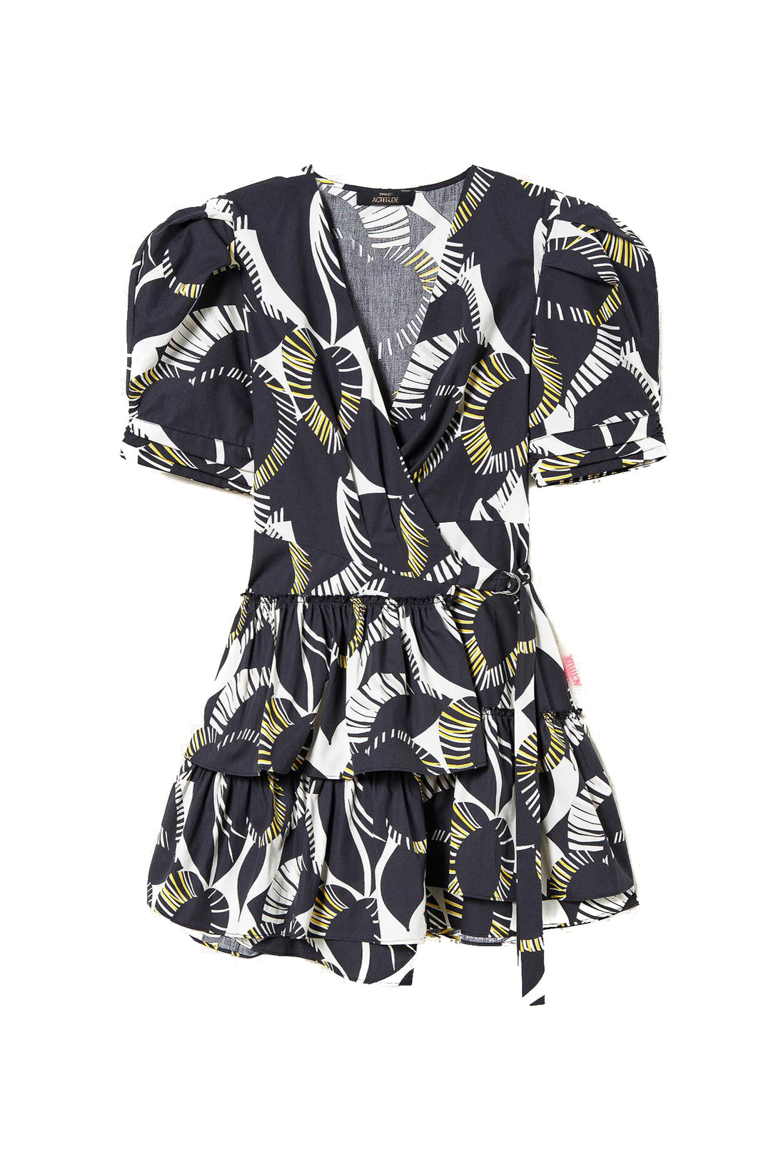 ACTITUDE TWINSET Abito nero a portafoglio in popeline stampato - Mancinelli 1954