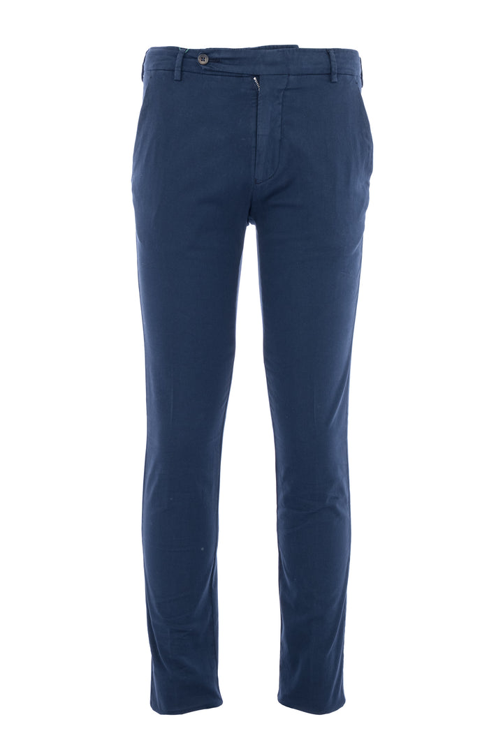 BERWICH Pantalone in misto cotone e seta stretch blu navy - Mancinelli 1954