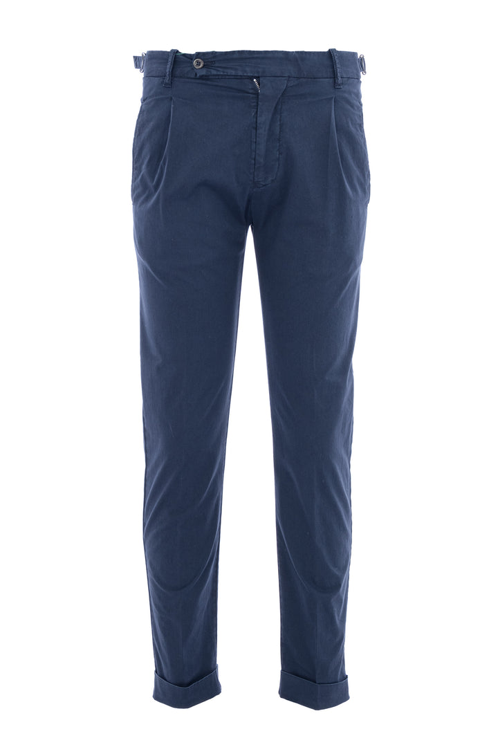 BERWICH Pantalone in gabardina di cotone elasticizzato blu navy - Mancinelli 1954