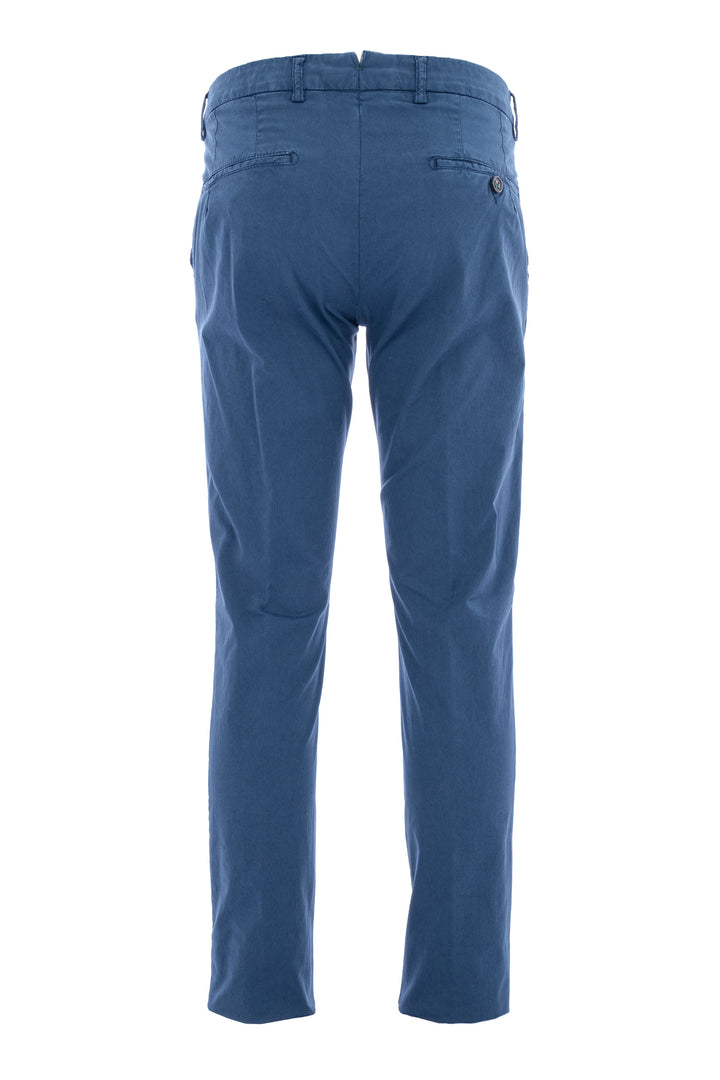BERWICH Pantalone slim in gabardina di cotone stretch blu - Mancinelli 1954