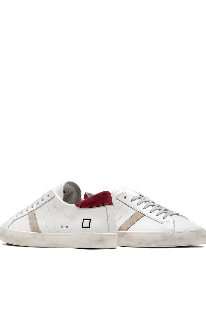 DATE Sneaker HILL LOW CALF white-bordeaux - Mancinelli 1954
