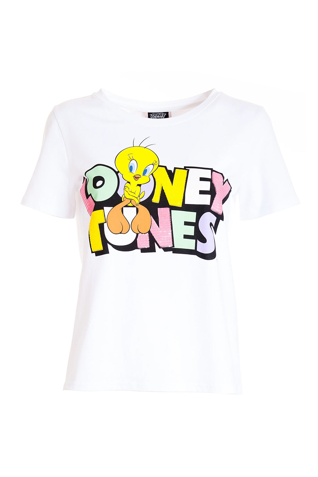 FRACOMINA T-shirt bianca regular in jersey con stampa Looney Tunes - Mancinelli 1954