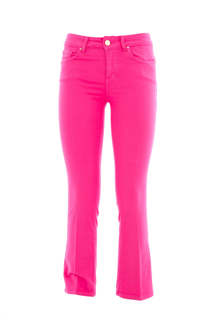 FRACOMINA Jeans Bella flare cropped in sofisticato denim stretch pink - Mancinelli 1954