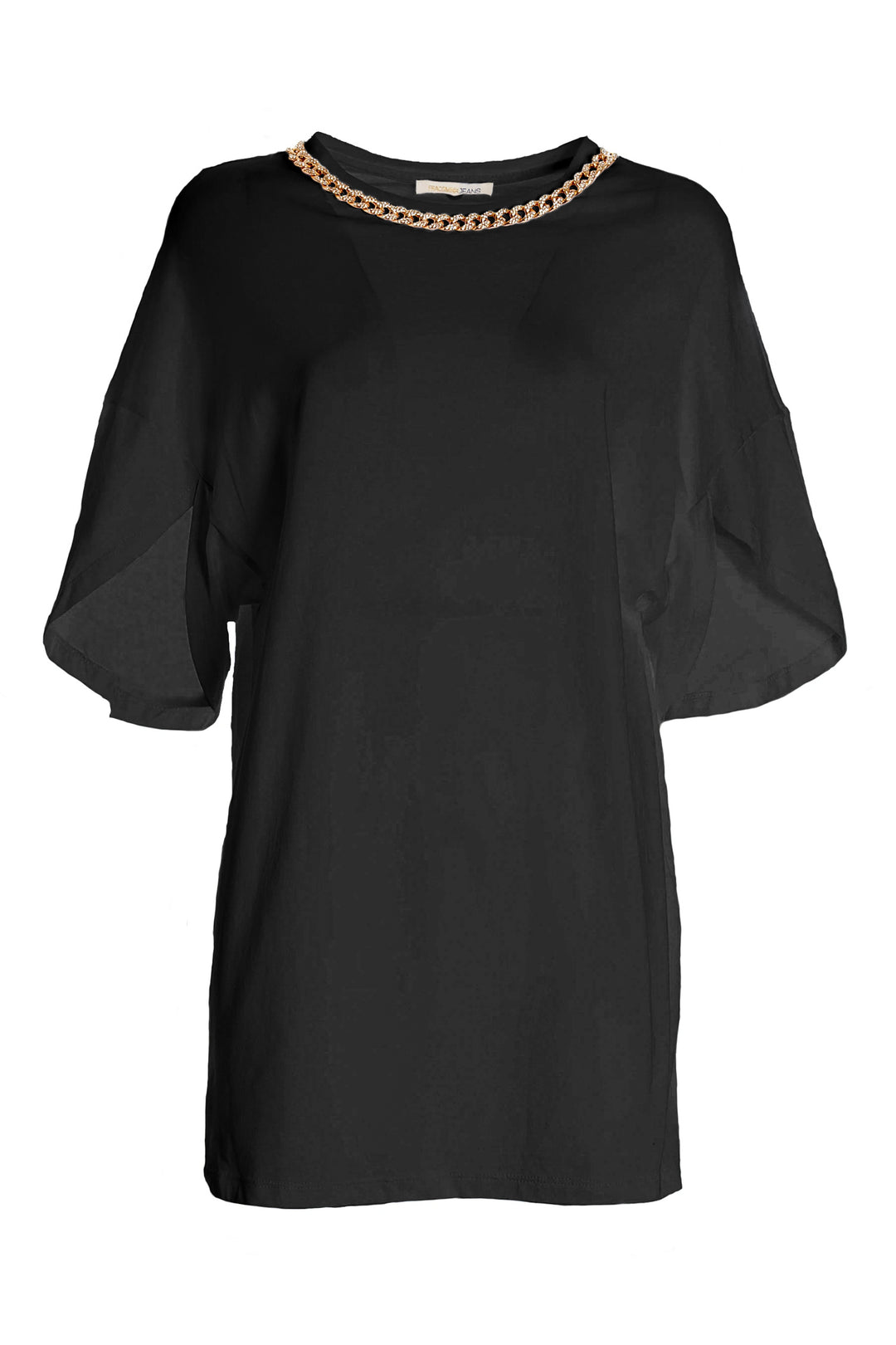 FRACOMINA T-shirt over nera in jersey con catena - Mancinelli 1954