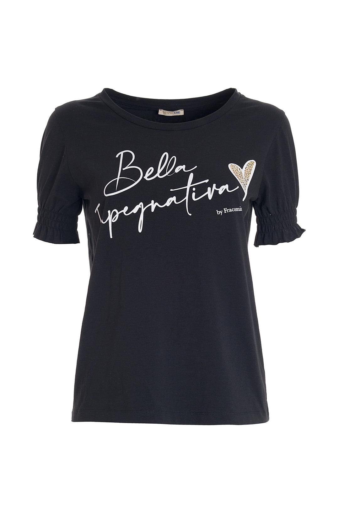 FRACOMINA T-shirt regular in jersey nera con stampa 'bella' - Mancinelli 1954