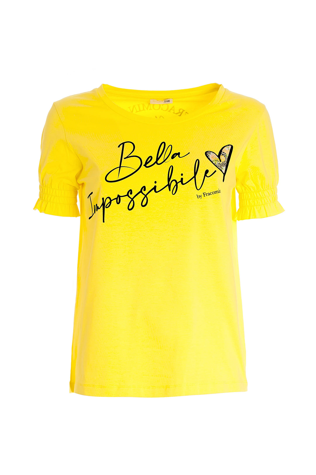 FRACOMINA T-shirt regular in jersey gialla con stampa 'bella' - Mancinelli 1954