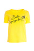 Regular yellow jersey t-shirt with 'bella' print