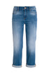 Jeans boyfriend cropped in denim con lavaggio medio