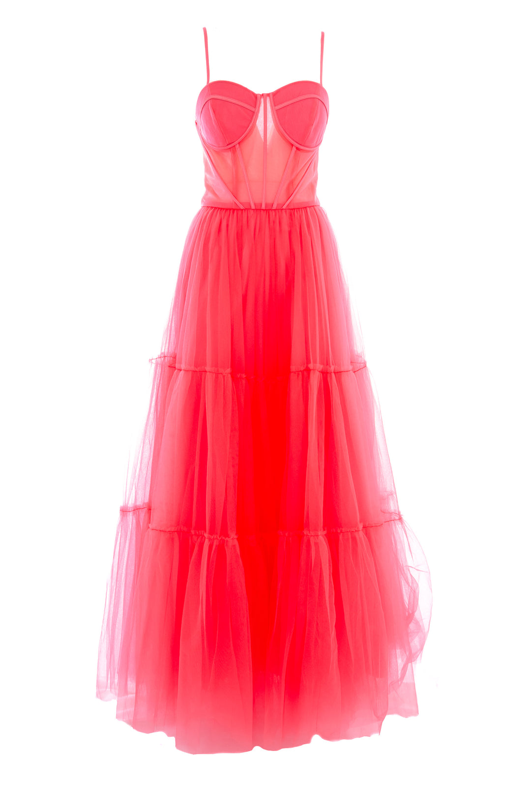 FRACOMINA Abito lungo in tulle con corpetto corallo - Mancinelli 1954