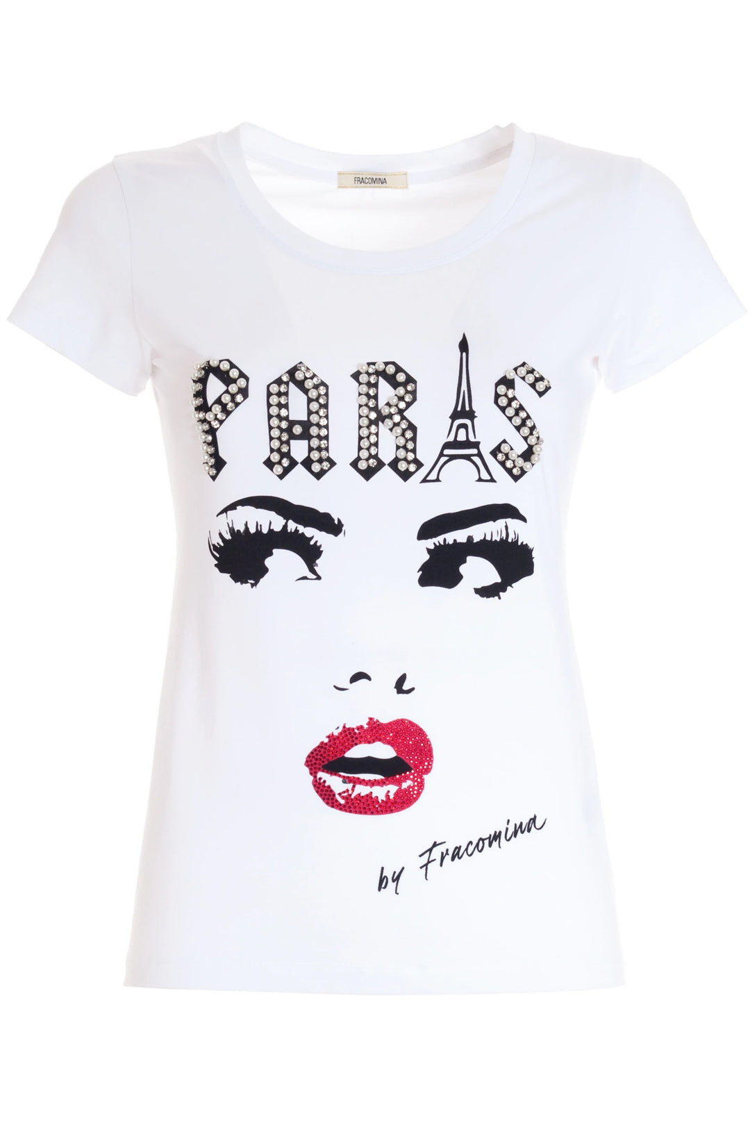 FRACOMINA T-shirt regular in jersey con stampa paris bianca - Mancinelli 1954