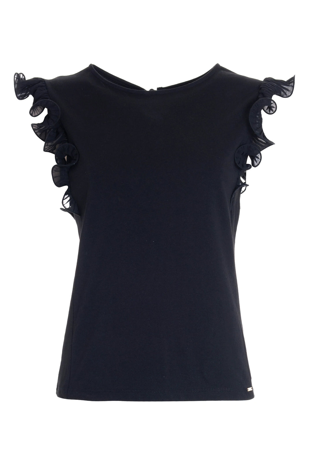 FRACOMINA T-shirt regular in jersey con rouches su giromanica nera - Mancinelli 1954