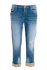 Jean boyfriend court en denim délavé moyen
