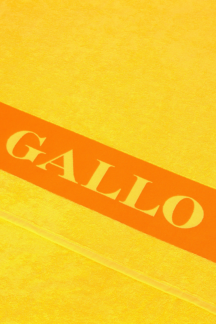 GALLO Telo mare unisex cotone limone tinta unita con logo gallo - Mancinelli 1954