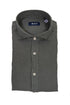 Camicia verde in lino con colletto francese