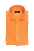 Camicia arancio in lino con colletto francese