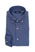 Camicia slim fit button down blu in cotone con motivo a fiori