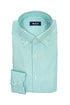 Camicia slim fit button down a righe verdi in cotone