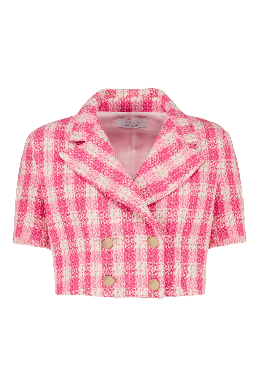 KAOS Giacca crop in boucle rosa - Mancinelli 1954