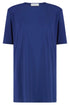 Maxi t-shirt con spacco in jersey crepe blu