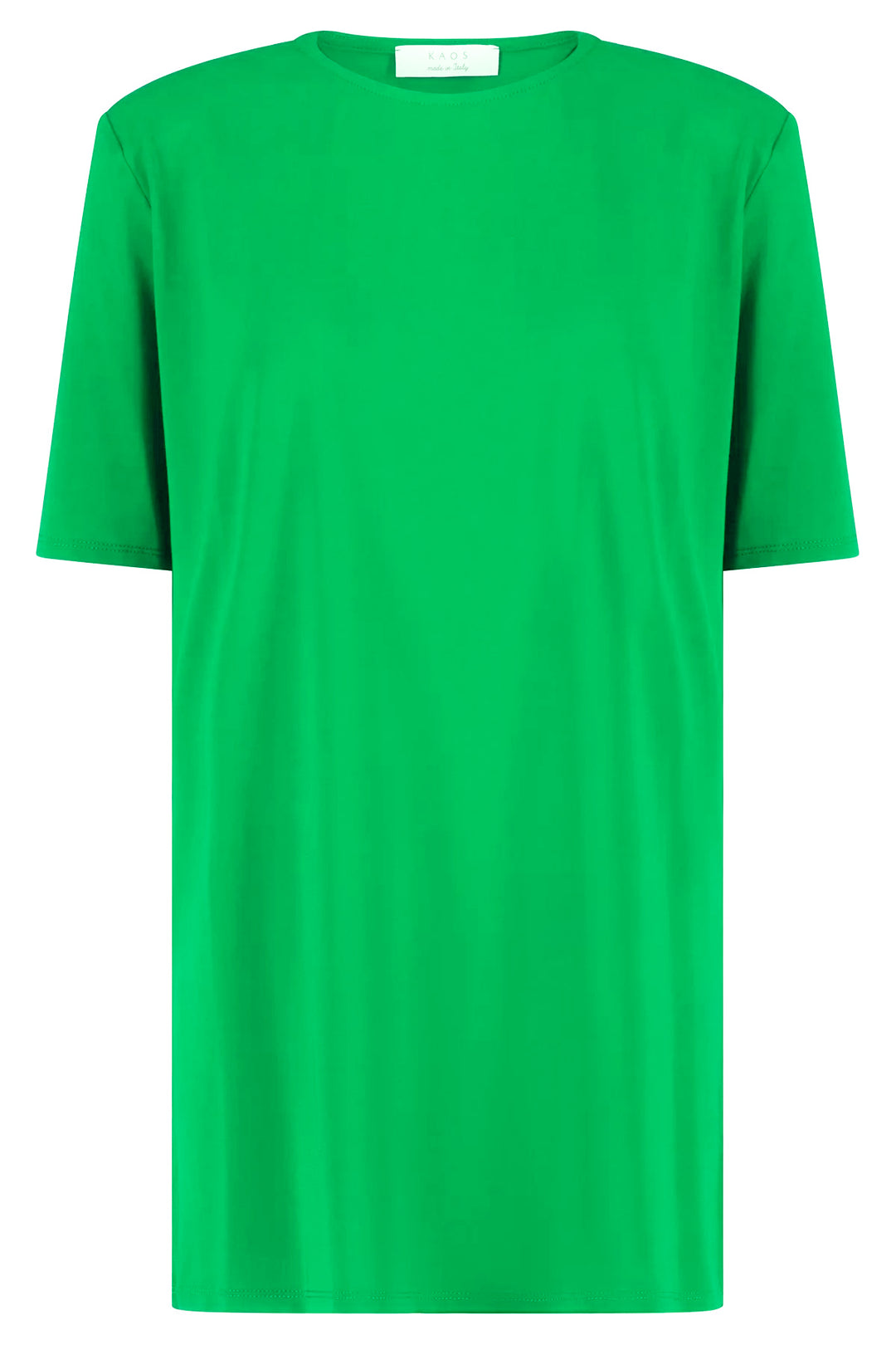 KAOS Maxi t-shirt con spacco in jersey crepe verde - Mancinelli 1954