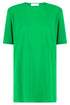 Maxi t-shirt with slit in green crepe jersey