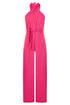 Crossover front jumpsuit in fuchsia crep jersey