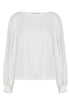 Blouse with puff sleeves in white silk blend