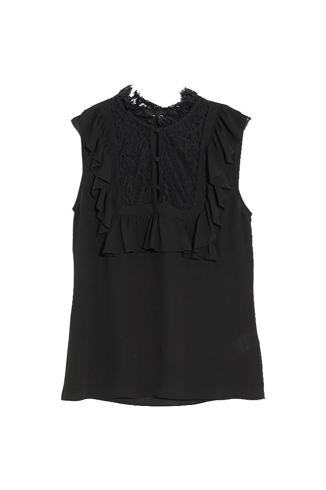 LIU JO Top nero ecosostenibile con pizzo - Mancinelli 1954