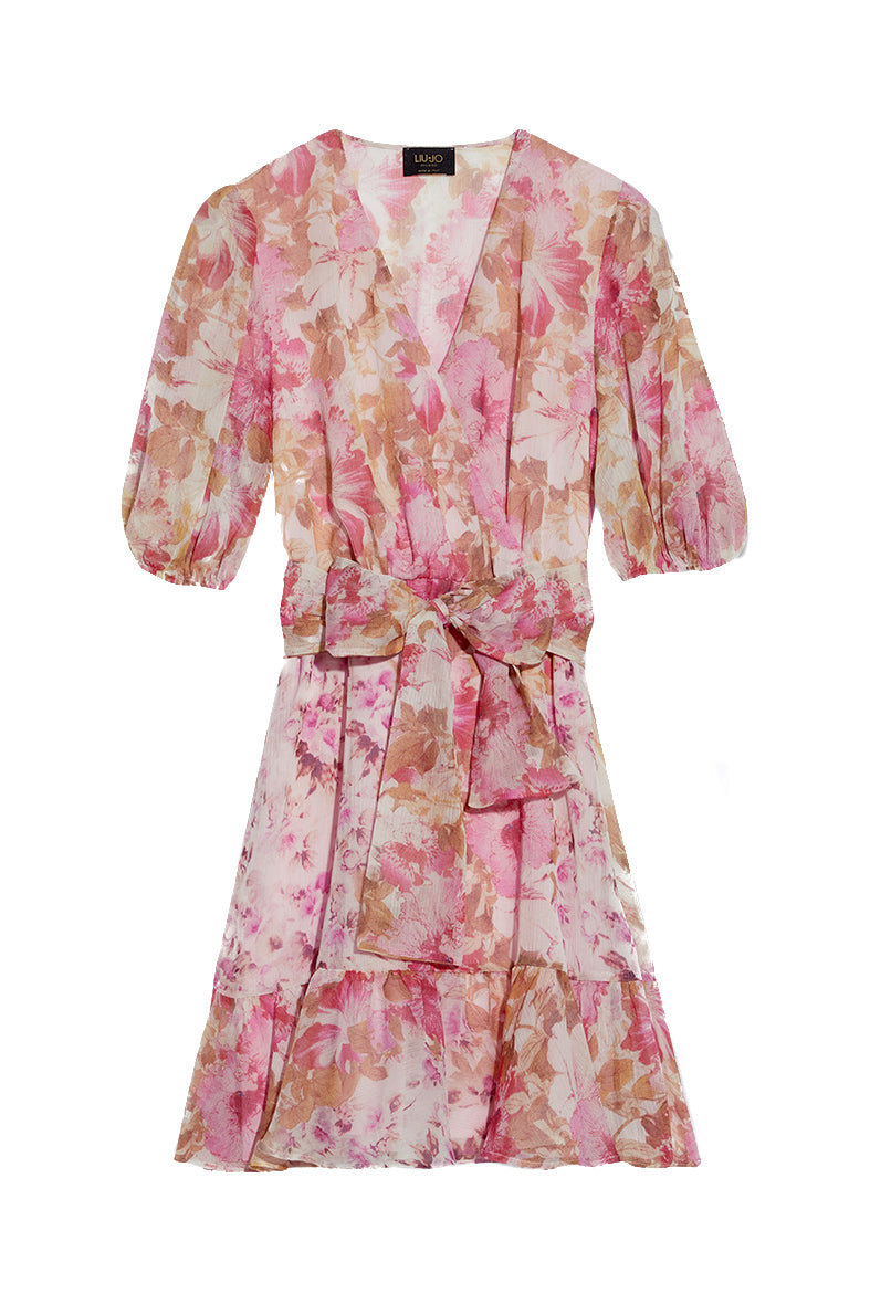 LIU JO Vestito rosa a fiori con cintura - Mancinelli 1954
