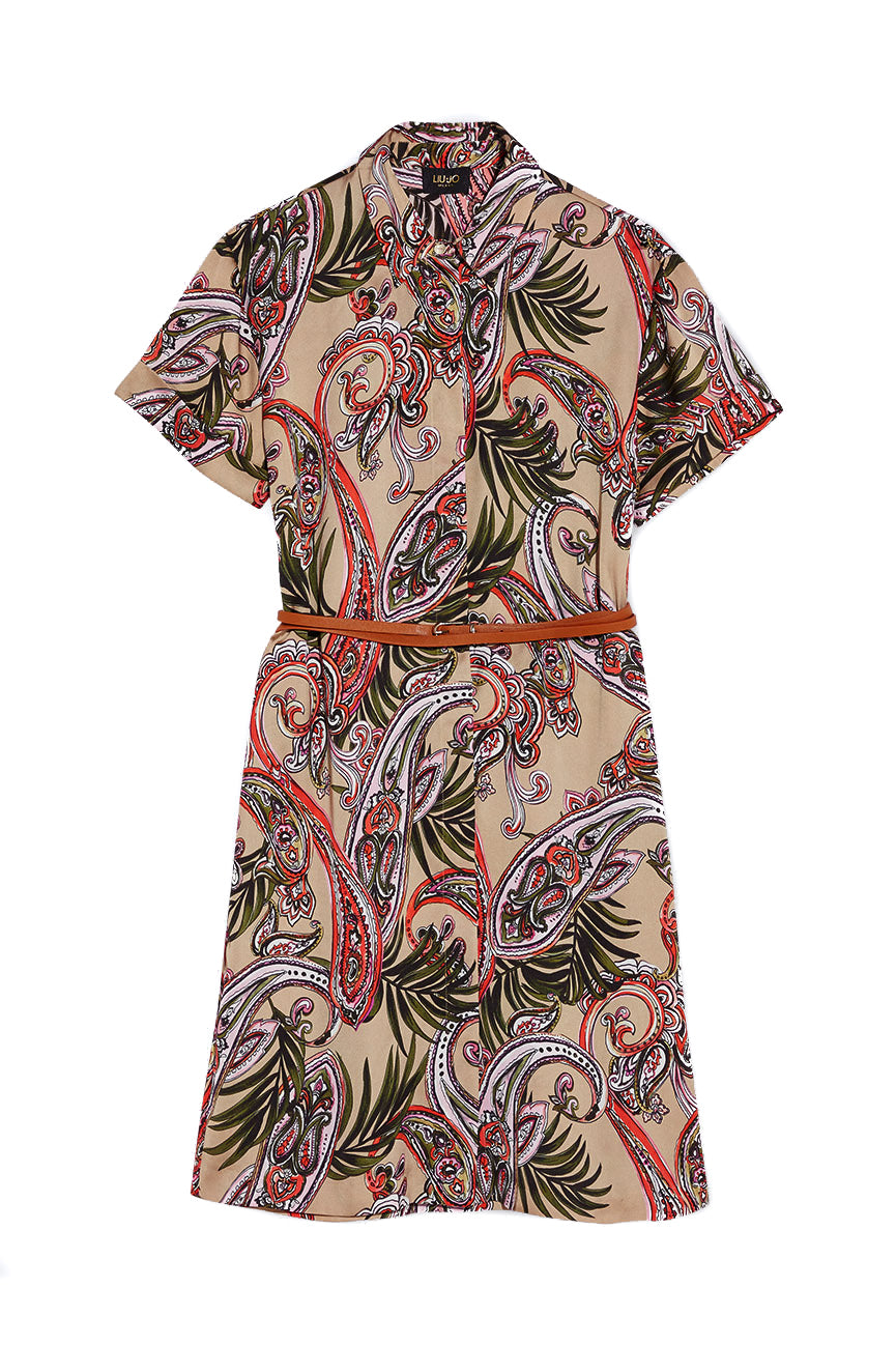 LIU JO Vestito corto in raso con stampa cashmere - Mancinelli 1954