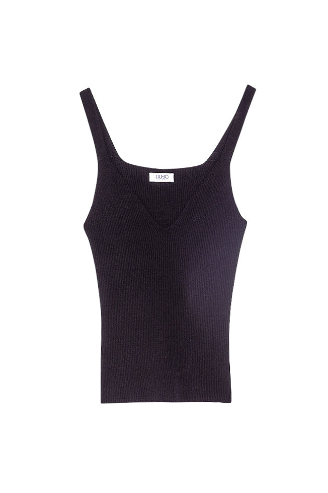 LIU JO Top nero in maglia a coste - Mancinelli 1954