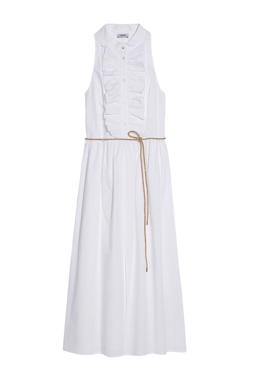 LIU JO Vestito lungo bianco in popeline con rouches - Mancinelli 1954