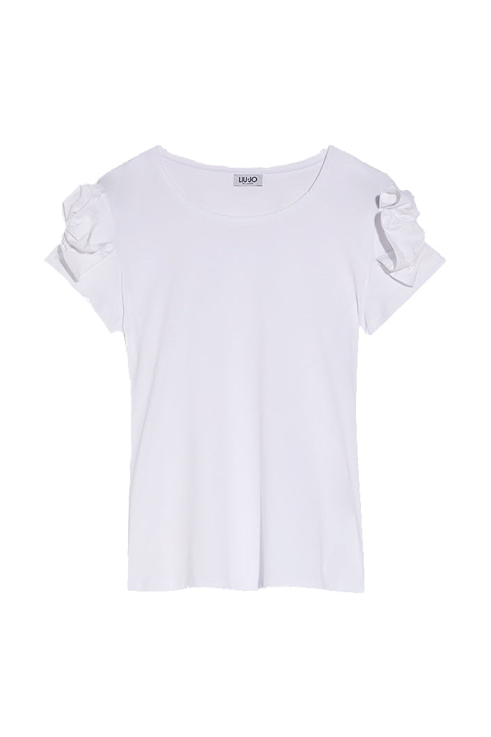 LIU JO T-shirt bianca con dettagli in popeline - Mancinelli 1954
