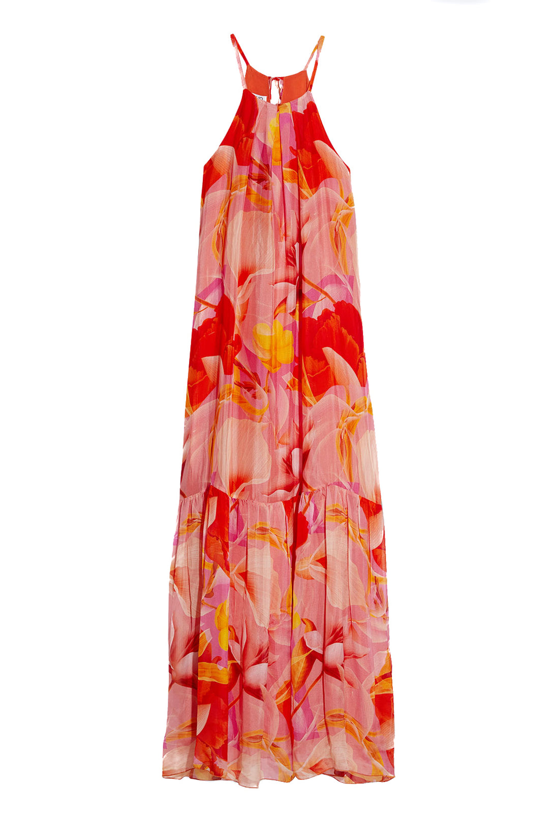 LIU JO Vestito lungo in chiffon di seta con stampa a fiori arancione - Mancinelli 1954