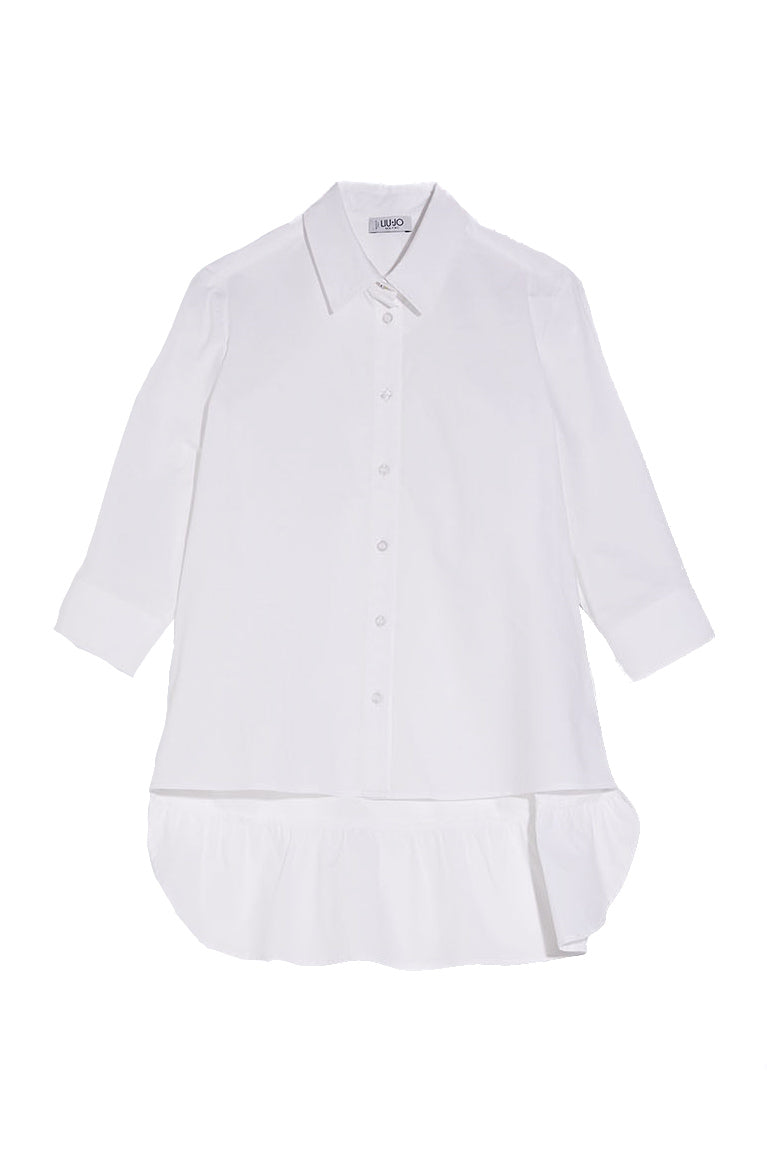 LIU JO Camicia bianca in cotone con volant - Mancinelli 1954