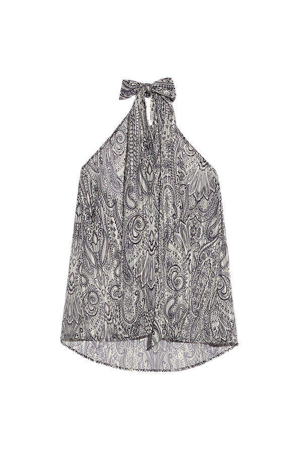 LIU JO Top con fiocco e stampa cachemire bianca e nera - Mancinelli 1954