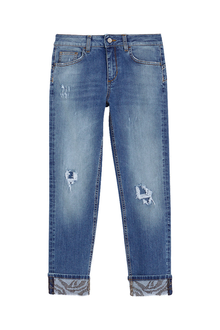 LIU JO Jeans skinny bottom up stretch lavaggio stonewash con strass - Mancinelli 1954