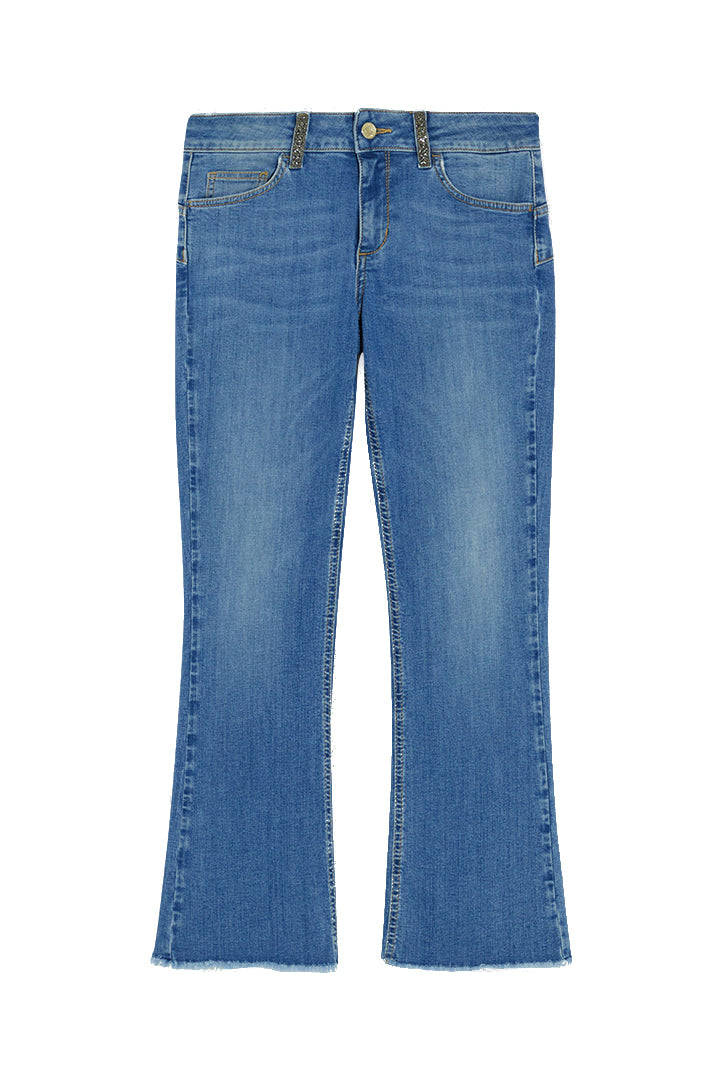 LIU JO Jeans flare stretch lavaggio stonewash con glitter - Mancinelli 1954