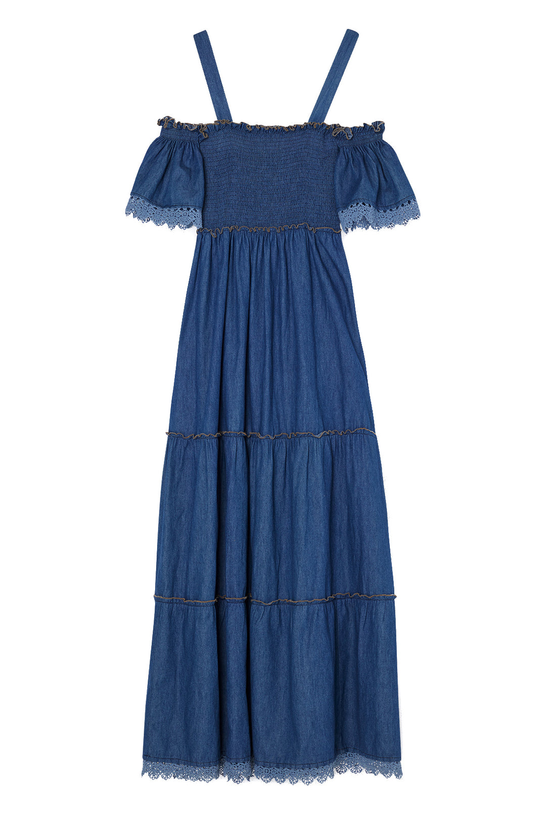 LIU JO Vestito lungo in denim con scollo bardot - Mancinelli 1954