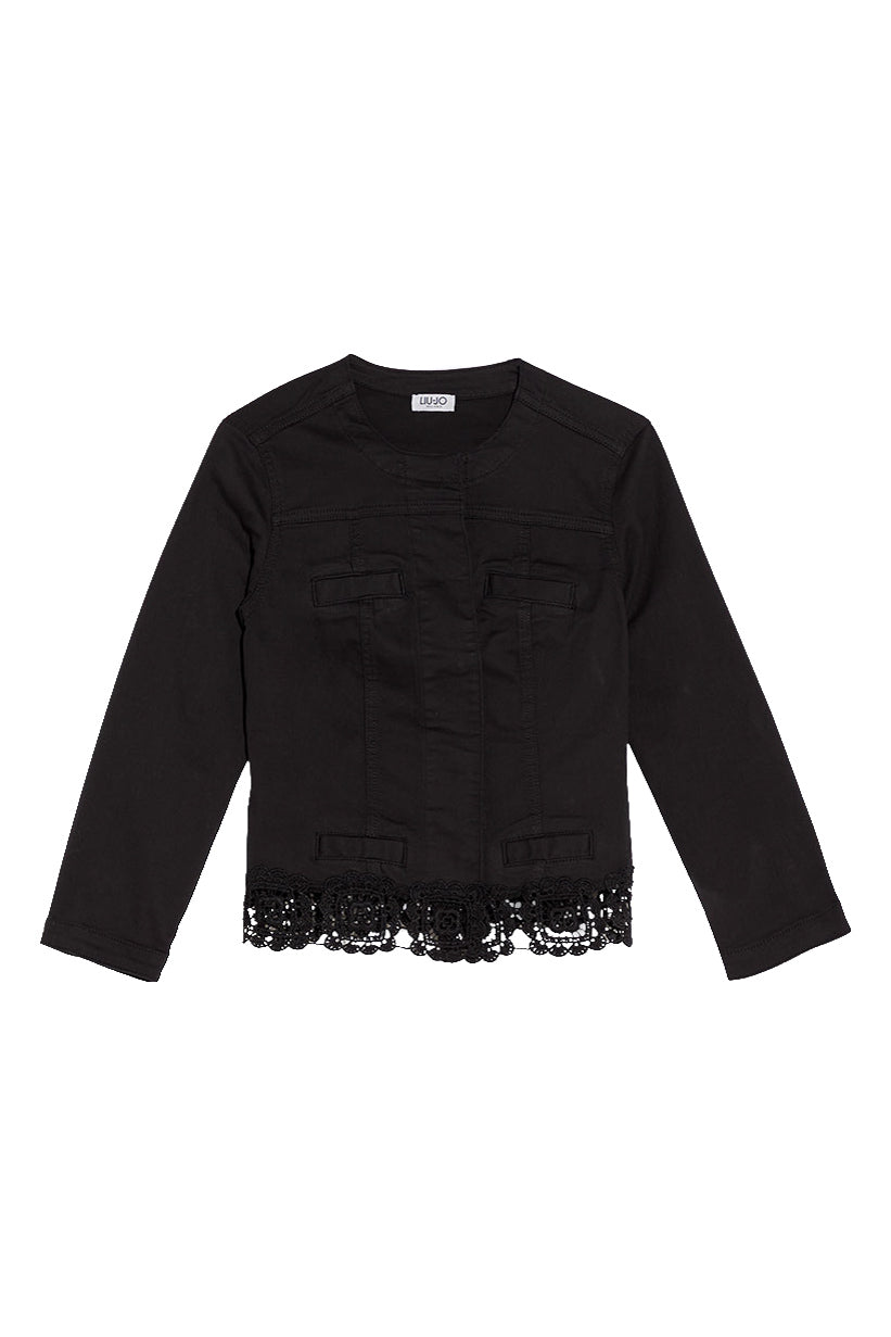 LIU JO Giacca nera in gabardine con pizzo - Mancinelli 1954