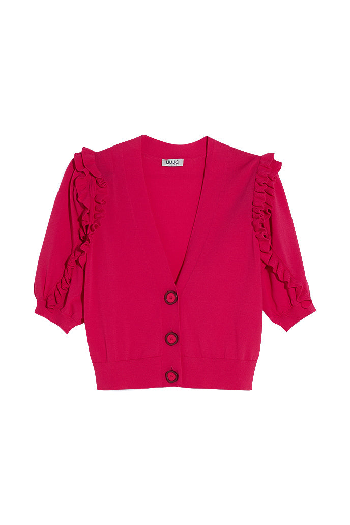 LIU JO Micro cardigan magenta con rouches - Mancinelli 1954