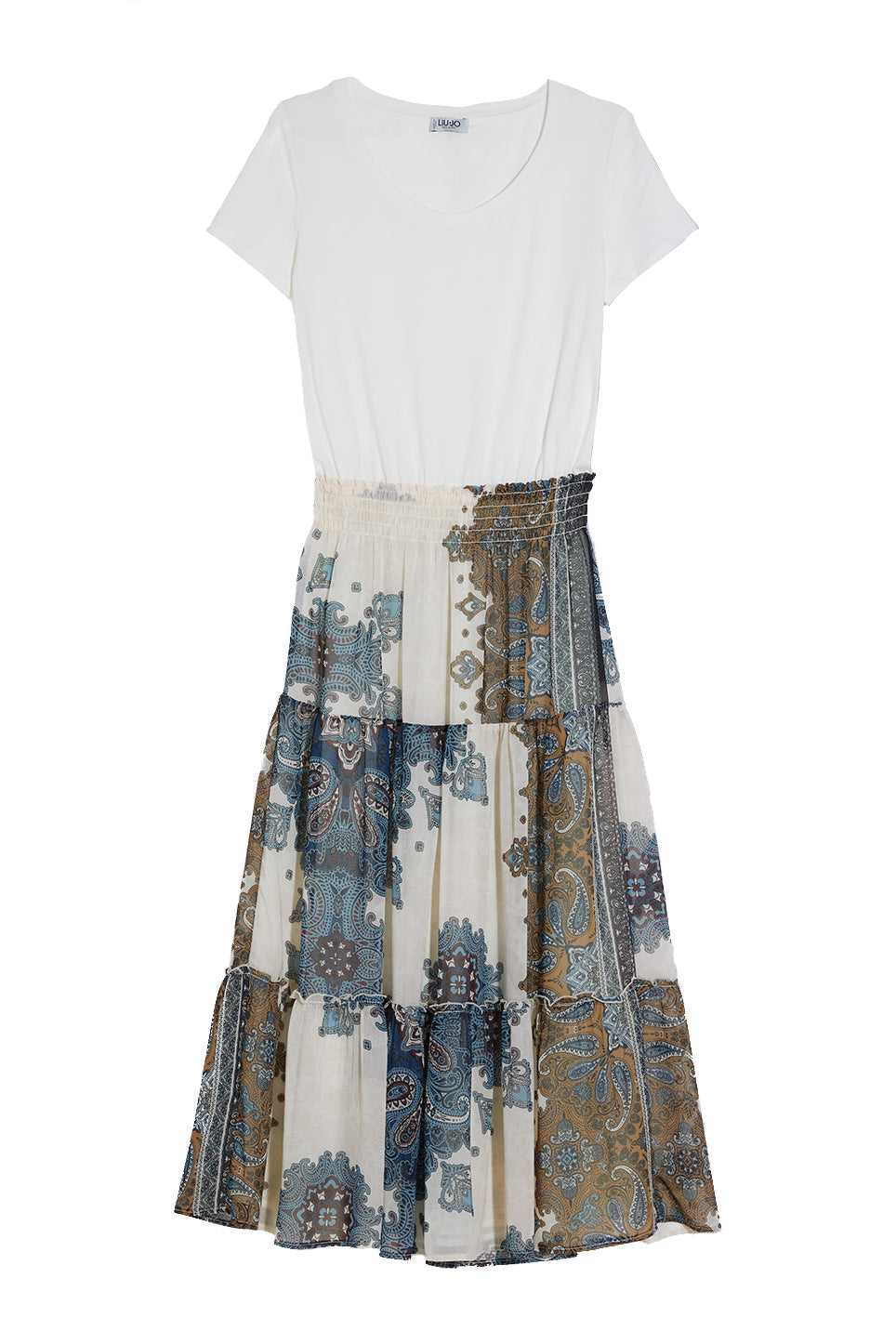 LIU JO Vestito midi bianco in jersey con stampa - Mancinelli 1954