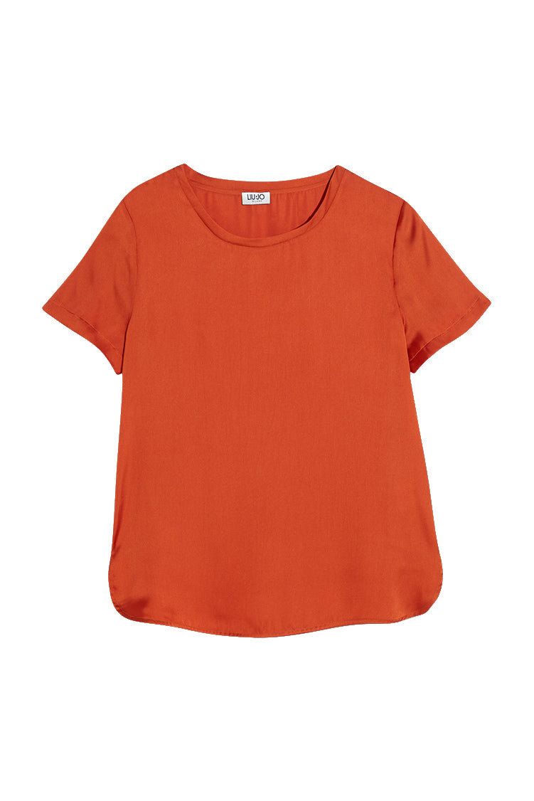 LIU JO T-shirt in raso lucido arancione - Mancinelli 1954