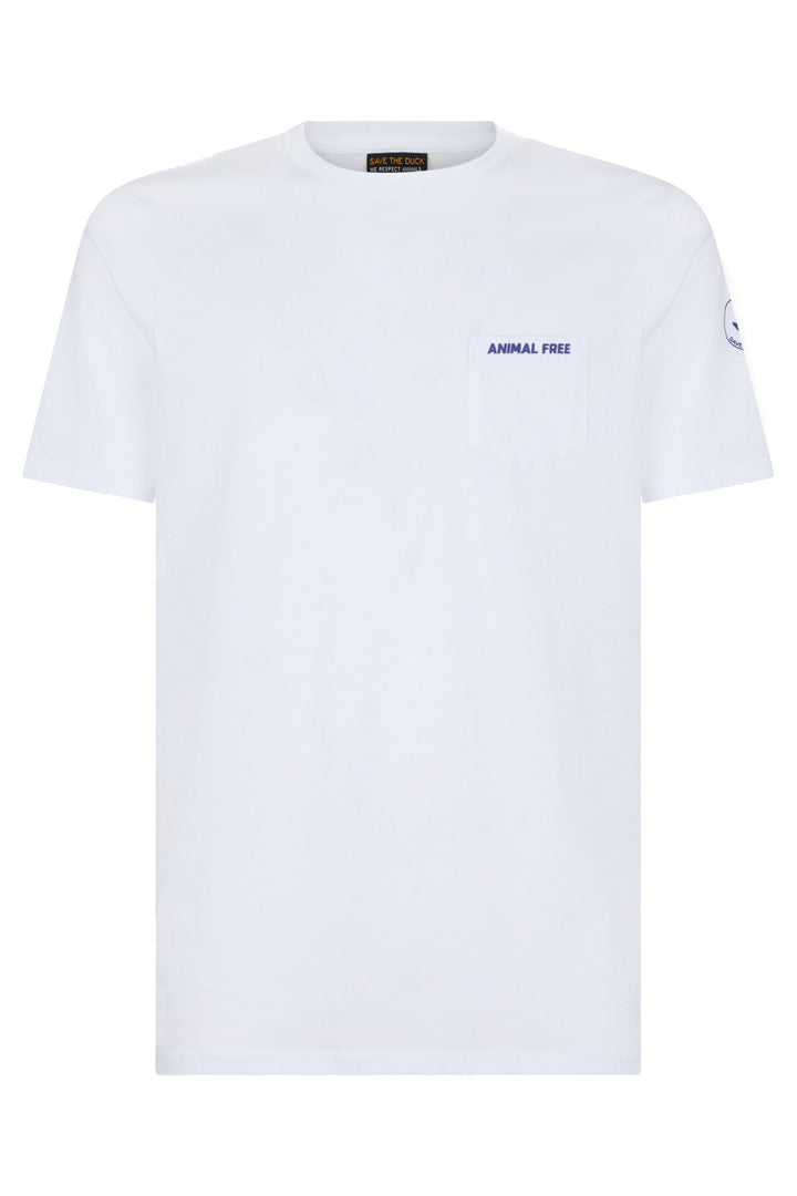 SAVE THE DUCK T-shirt girocollo DAMIEN con tasca sul petto bianca - Mancinelli 1954