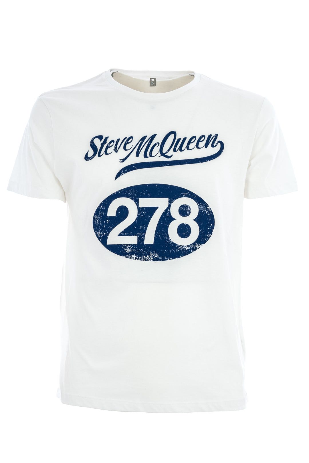 TEN-FIFTEEN T-shirt bianca in cotone con stampa Steve McQueen - Mancinelli 1954